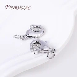 For Bracelet Necklace DIY Jewelry Making Supplies 10Pcs Wholesale Lobster Clasps with 2 Closed Rings Hooks Connectors Clasp