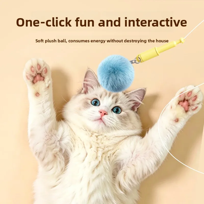 Electric Cat Teaser Toy,One‑Button Launch Interactive Play Toy,Energy Consuming Pet Toy Cat Supplies
