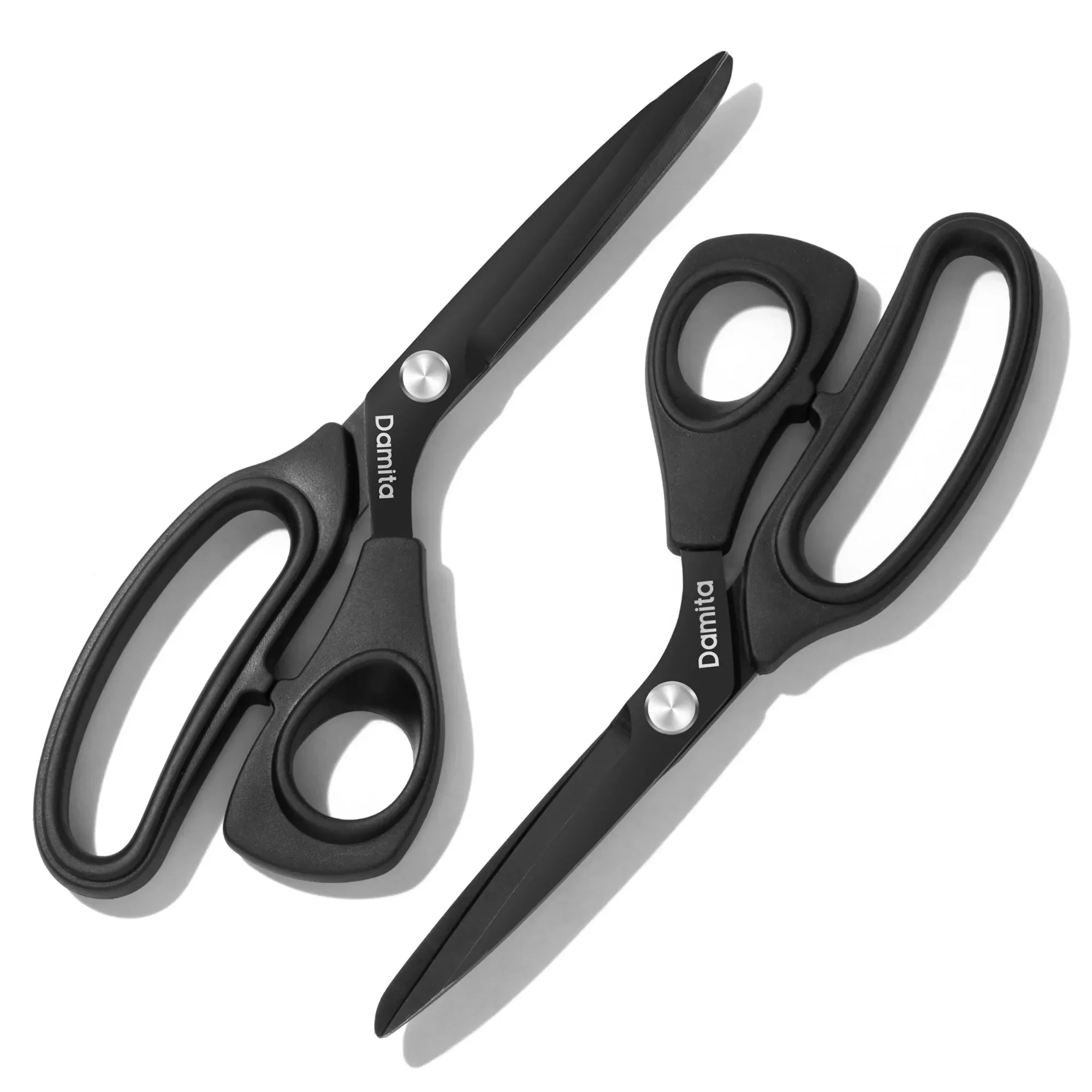 Damita 8.5" Fabric Cutting Scissors, Black Titanium Coating Premium Forged Utility Scissors,2 Pcs craft scissors