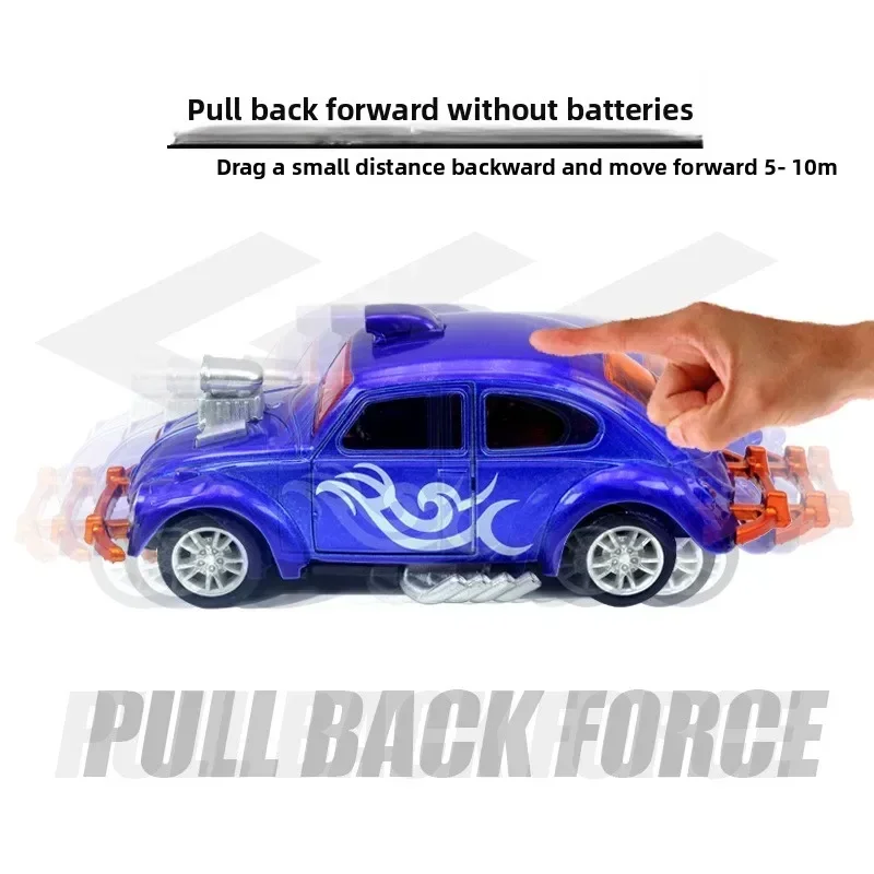 1:36 lega pull-back doppia porta carapace inerziale auto d'epoca modello di insetto cartone animato carino ornamento
