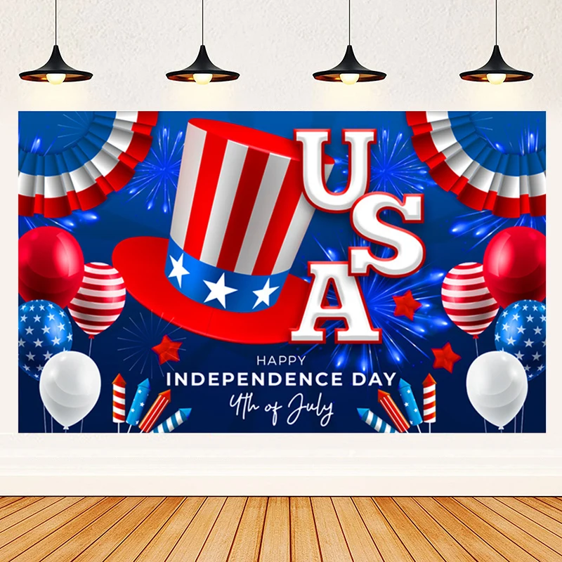 4th of July Backdrop Banner Independence Day Them American Flag Bckground Patriotic Party Memorial Day Decorations Supplies