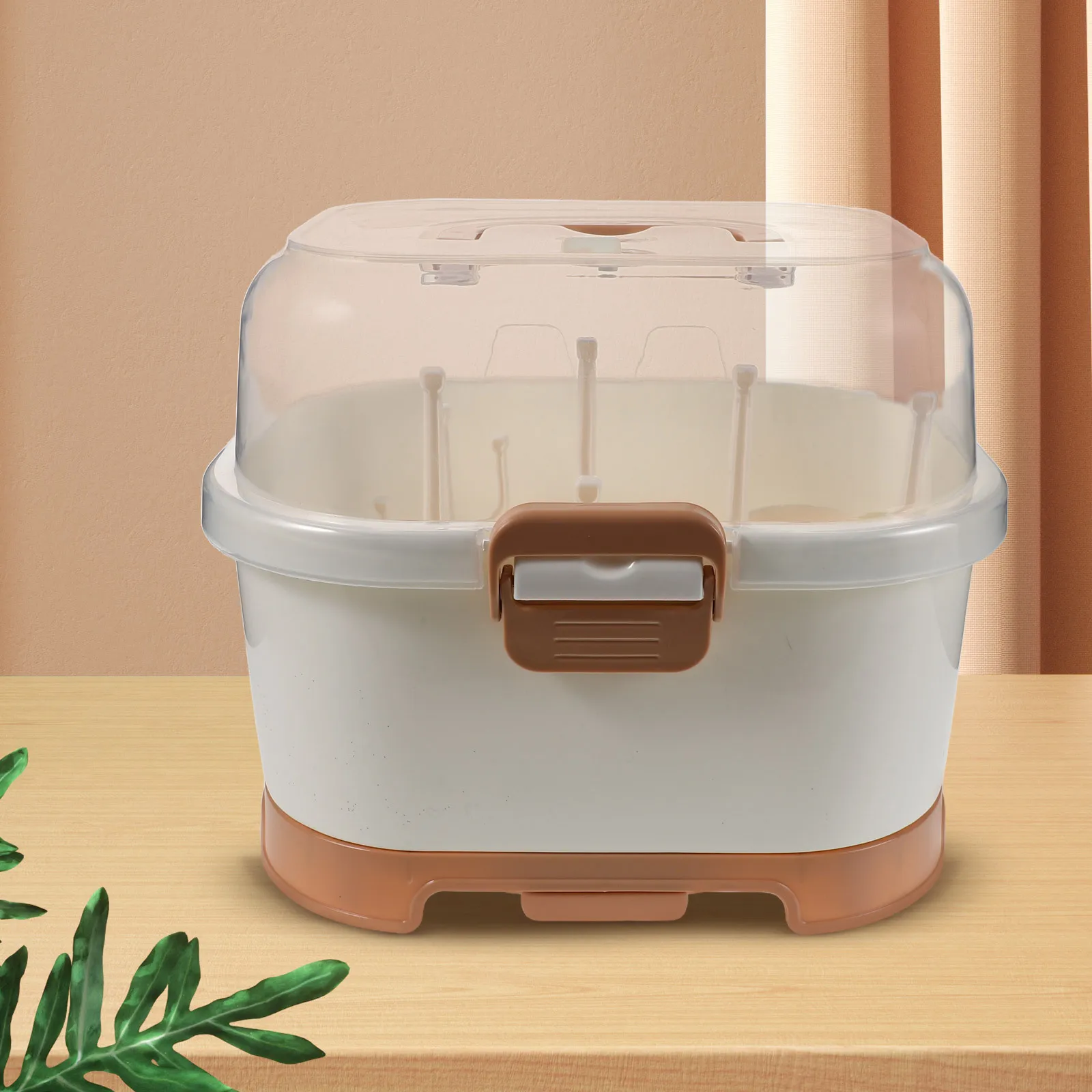 

Baby Bottle Storage Organizer Portable Compact Nursing Bottle Storage Box with Cover Kitchen Cabinet Countertop Dryer Rack