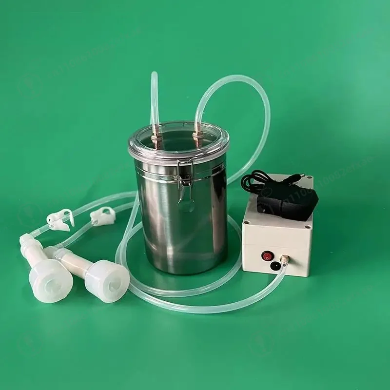 Electric Milking Machine for Cows Goats Sheep Cattle Automatic Vacuum Milker with Portable Bucket Stainless Steel Cup