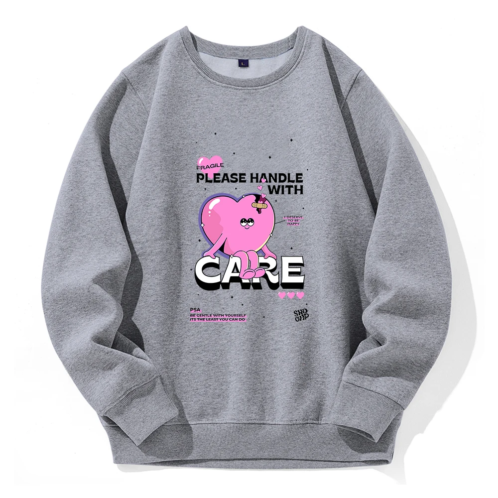 My Heart Fragile Please Handle With Care Hooded Men Breathable Fleece Sweatshirt Casual Fashion Hoodie Image Creative Hoodies