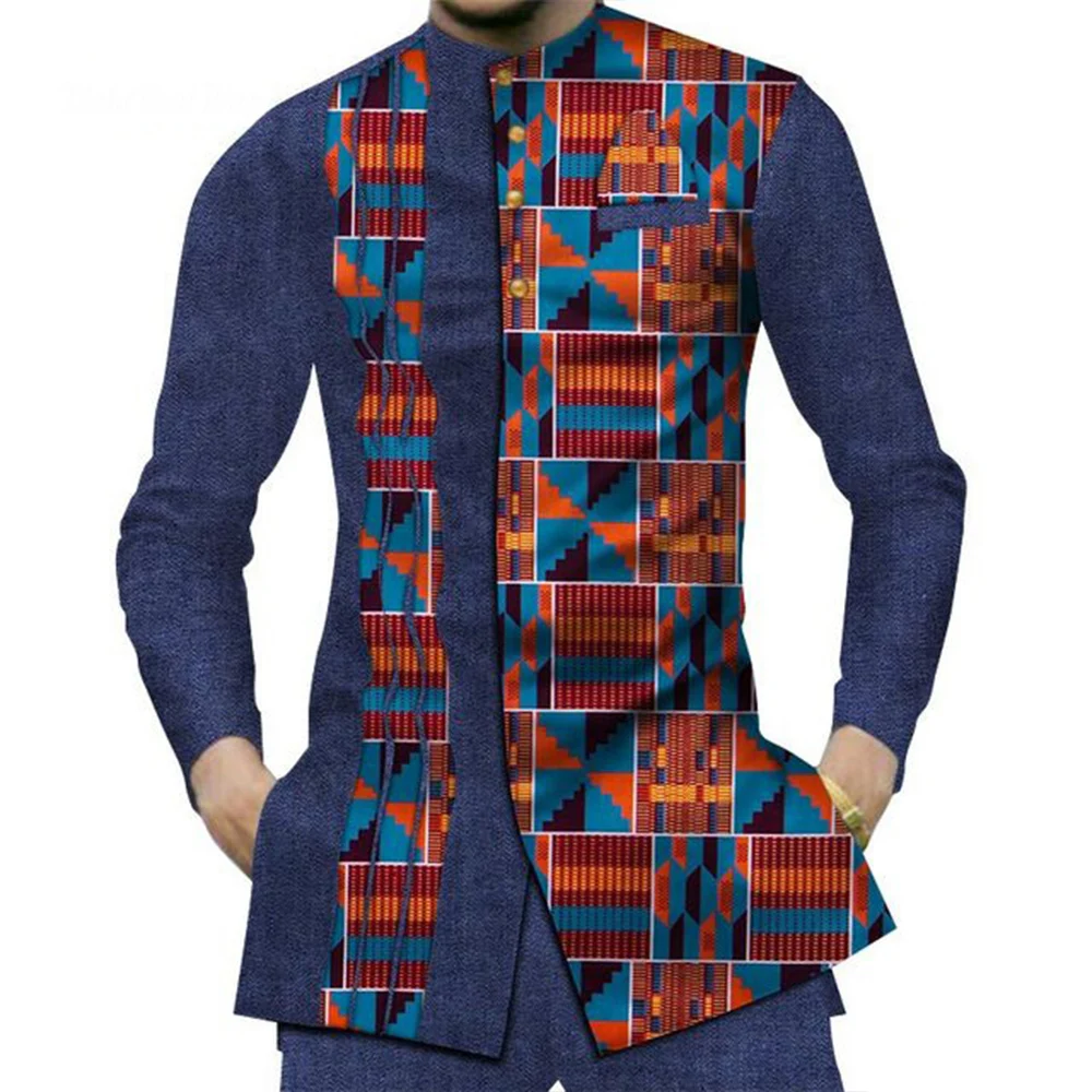 

African Style Top Clothing African Men Clothes Fashion Bazin Riche Men Cotton Shirts Dashiki African Print Patchwork Shirts