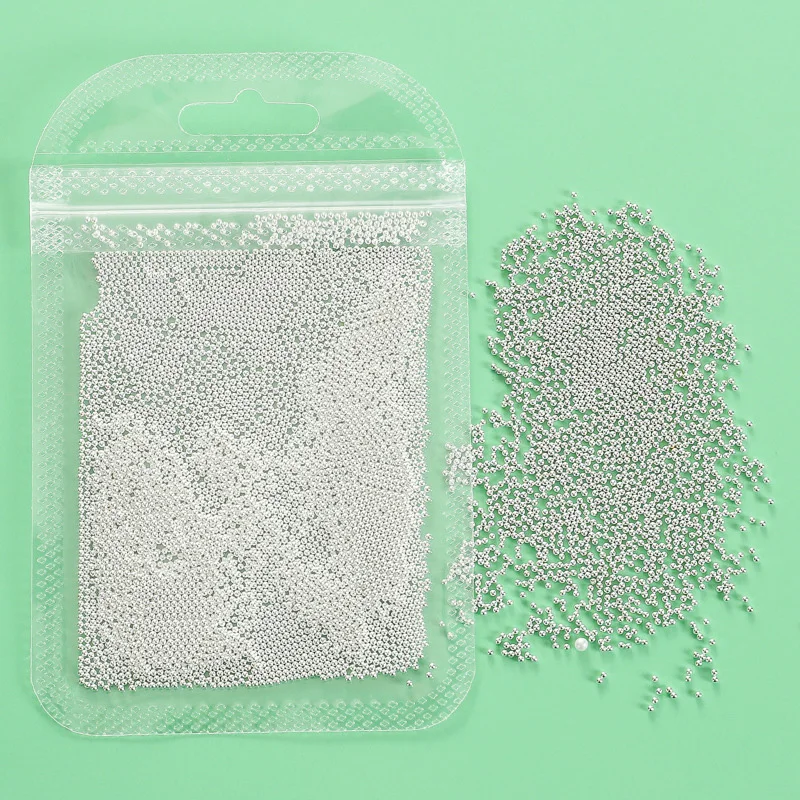 50/10g Mini Beads Steel Nail Art Charm Gold/Silver/Rose Metal 3D Caviar Metal Beads Micro Round  Fairy Gold/Silver Ball Diamonds