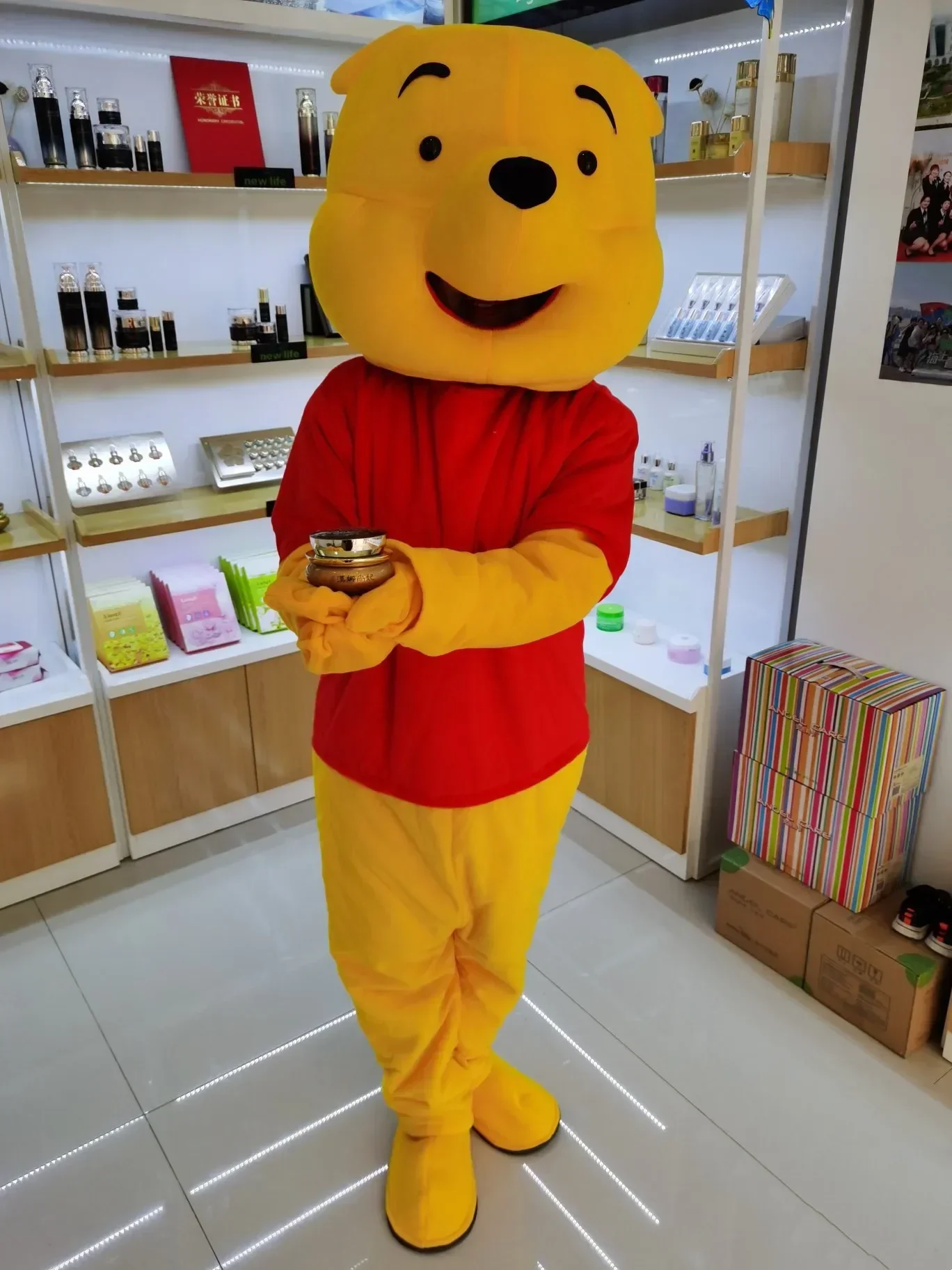 Cosplay Winnie the Pooh bear Mascot Costume Cartoon character Advertising Costume Party Animal carnival Celebration stage shows