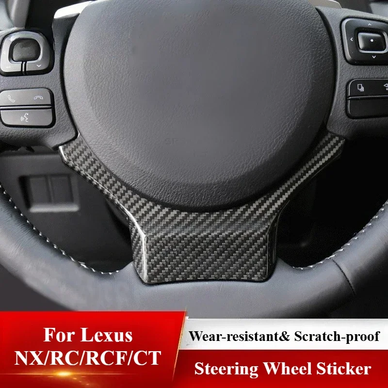 Carbon Fiber Steering Wheel Trim Cover Custom Precise Fit Easy Install Durable Interior Mod Accessories For Lexus NX/RC/RCF/CT