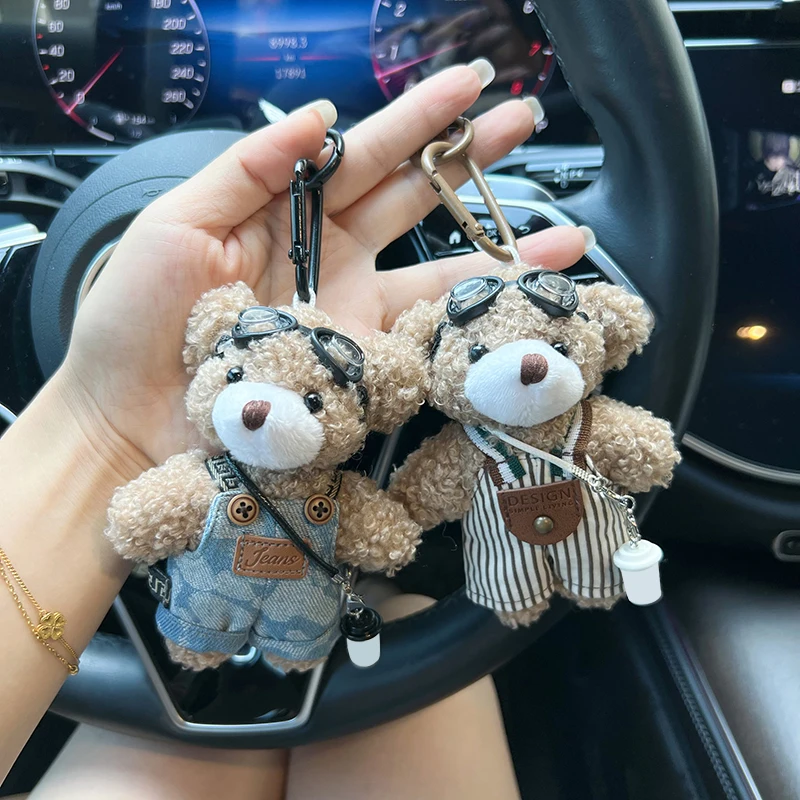 Cartoon Plüsch Brillenband Hosen-Bär Schlüsselanhänger Niedliche Puppe Auto-Schlüsselanhänger Ring Süße Puppe Taschenanhänger – Detail 1