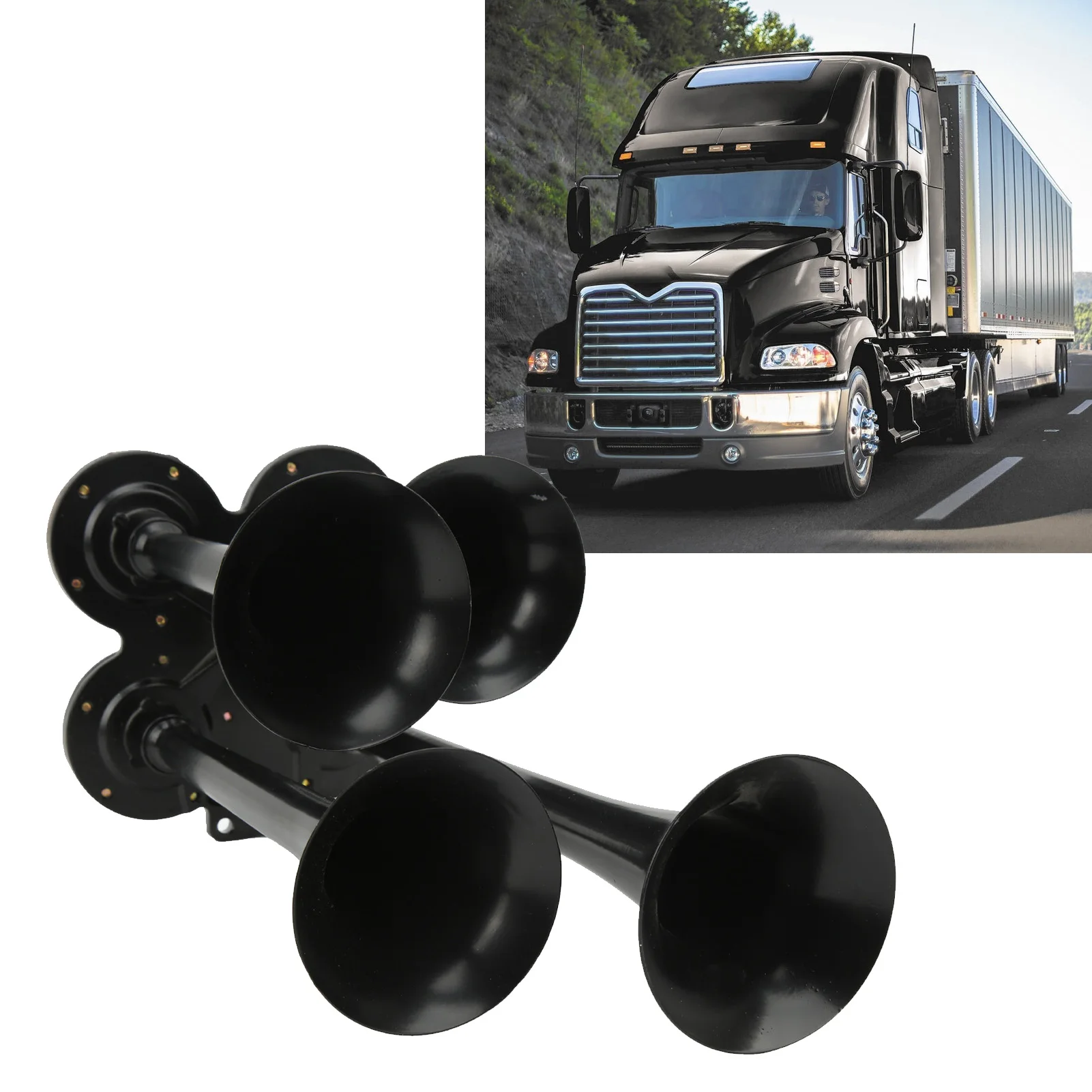 

Loud Air Horn 4 Trumpets Air Compressor Horn 150DB 12V Super Loud Universal Fit for Cars Trucks Boats Trains