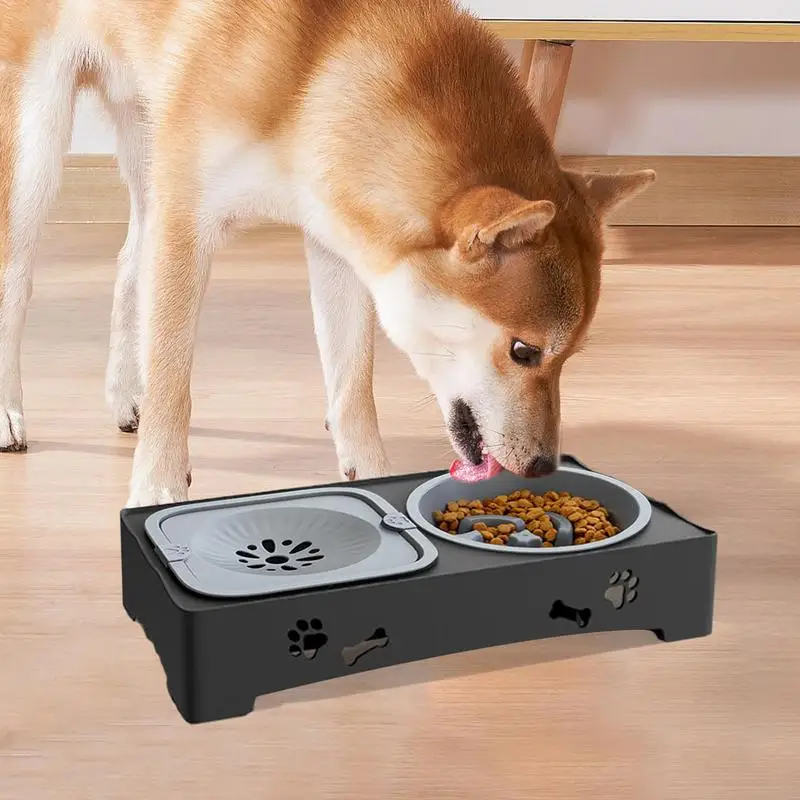 

Elevated Slow Feeder Anti-Slip Food And Water Bowl Pet Waterer Feeding Supplies For Small Medium Animal Kittens Puppies