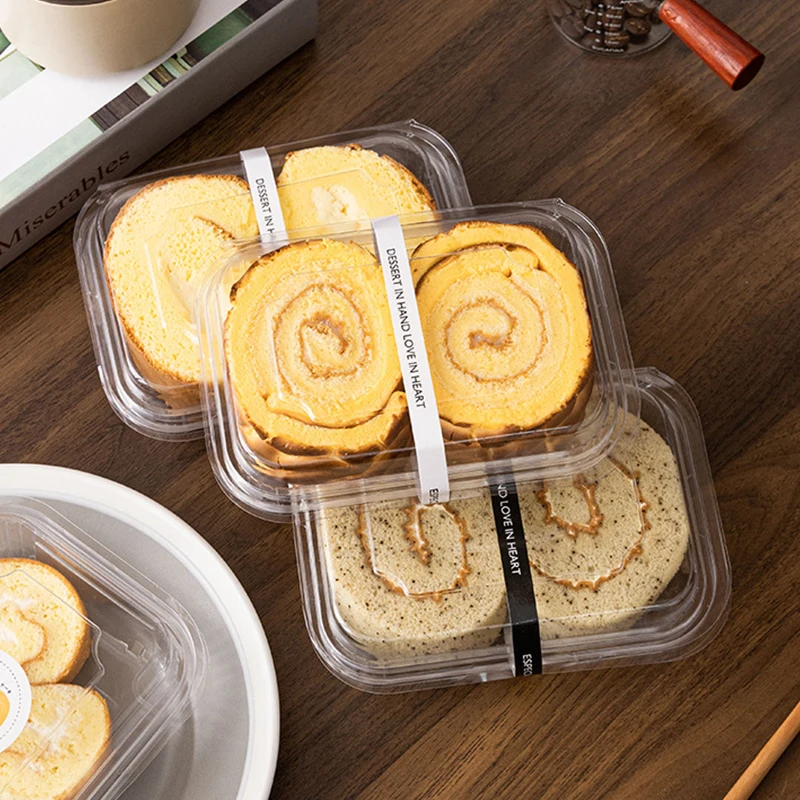 50 個の透明なプラスチックのテイクアウト容器使い捨てクラムシェルデザート容器蓋付きサラダサンドイッチスイスロールケーキボックス