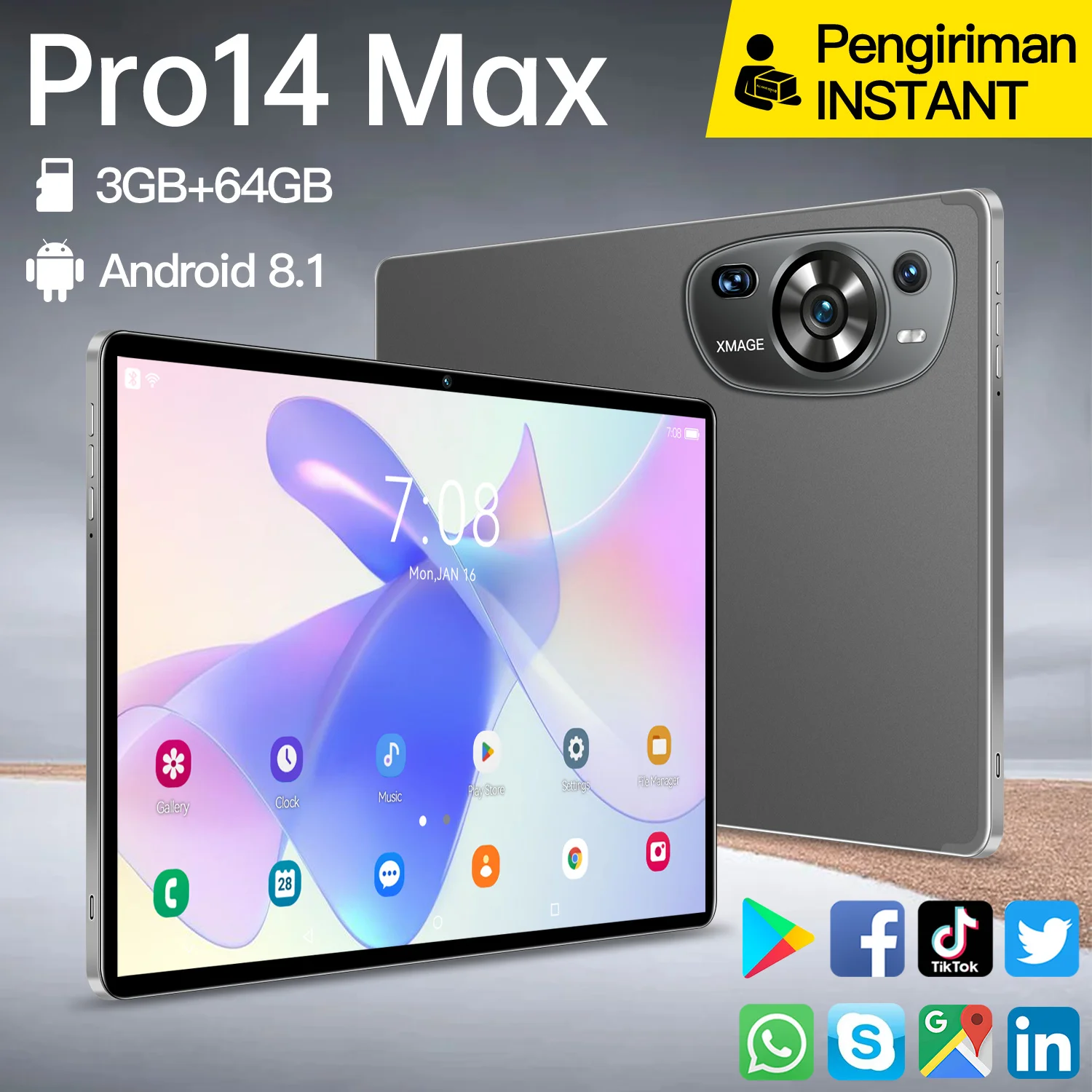 JDL Pro14 Max 10.1-inch Tablet PC 3+64GB 6000mAh Dual Cameras Dual SlM+Dedicated micro SD Card Slot Bluetooth Entertainment