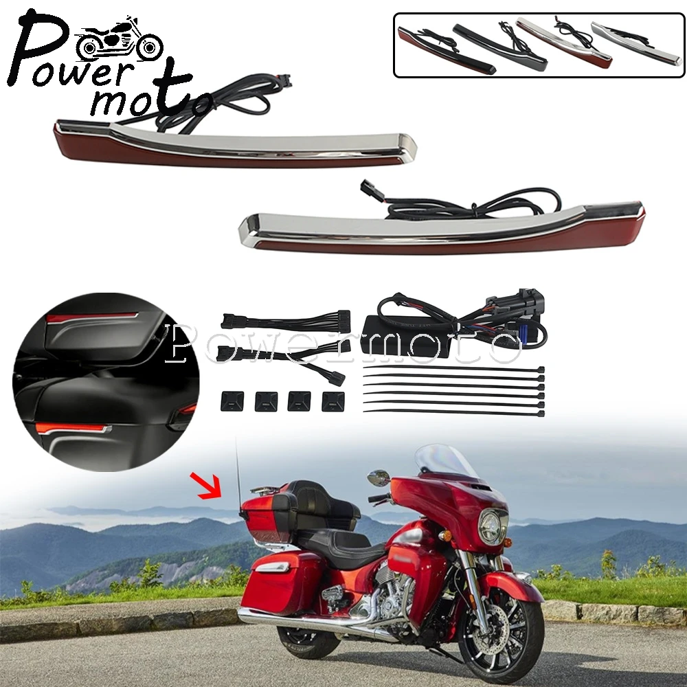 For Indian Roadmaster Dark Horse W/ PowerBand Audio Package Motorcycle Rear Luggage Side LED Light Tour Trunk Pack Turn Signals