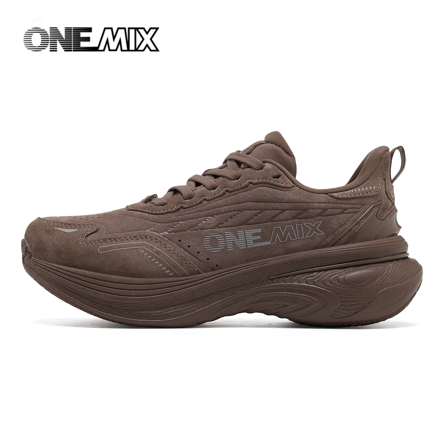 ONEMIX Neue Herbst- und Winter-Wildleder-Sportschuhe, hochwertige Textur, stoßdämpfende Laufschuhe, breite Passform, bequeme Sneaker