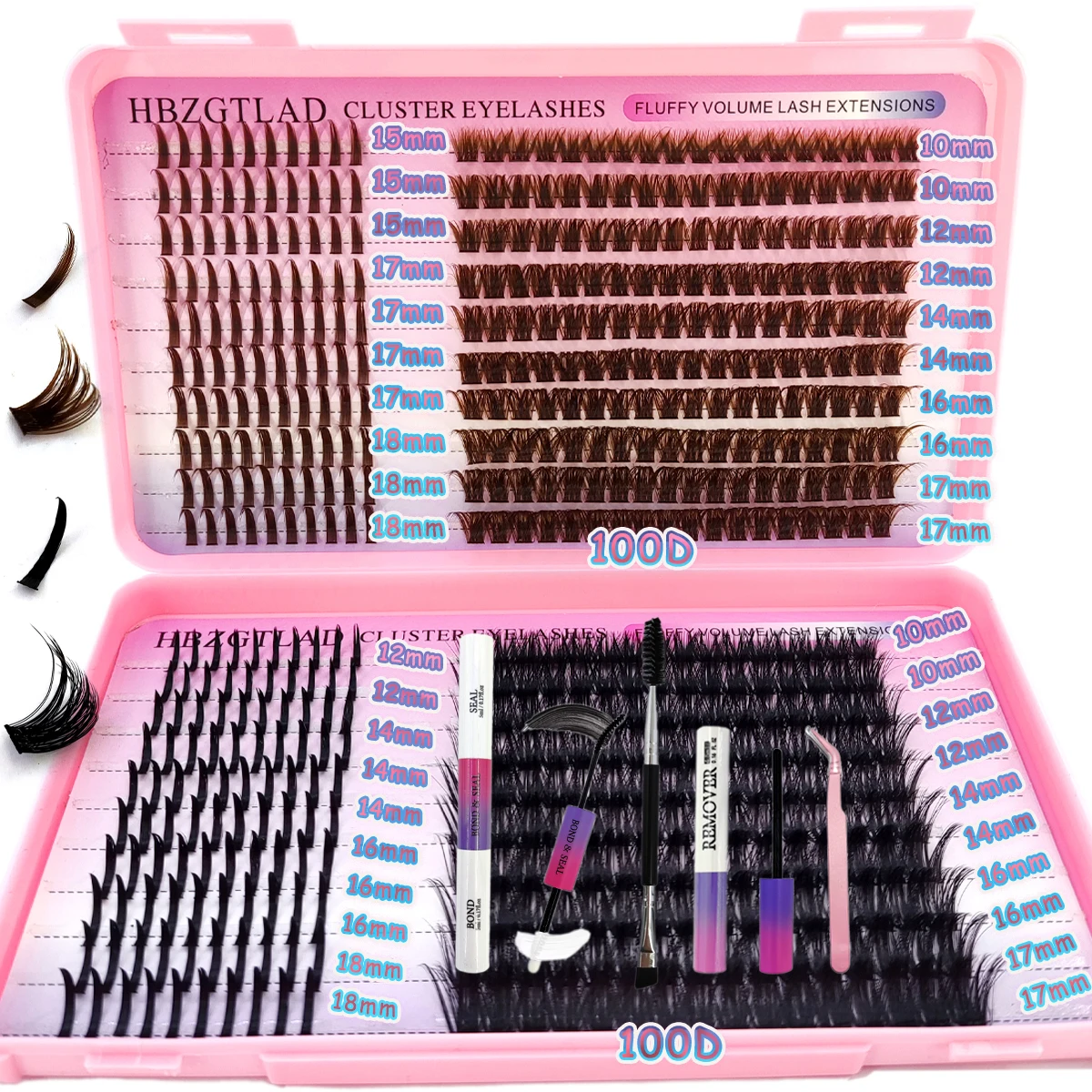 HBZGTLAD eyelashes Spikes 60D-160D Black/Brown eyelash clusters naturally  clusters faux cils DIY false eyelash set glue tweezer