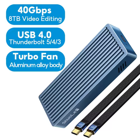 40Gbps USB4 M.2 SSD Enclosure 8TB with with Cooling Fan PCIe4.0 NVME Enclosure Aluminum Compatible Thunderbolt 3/4/5 for Mac