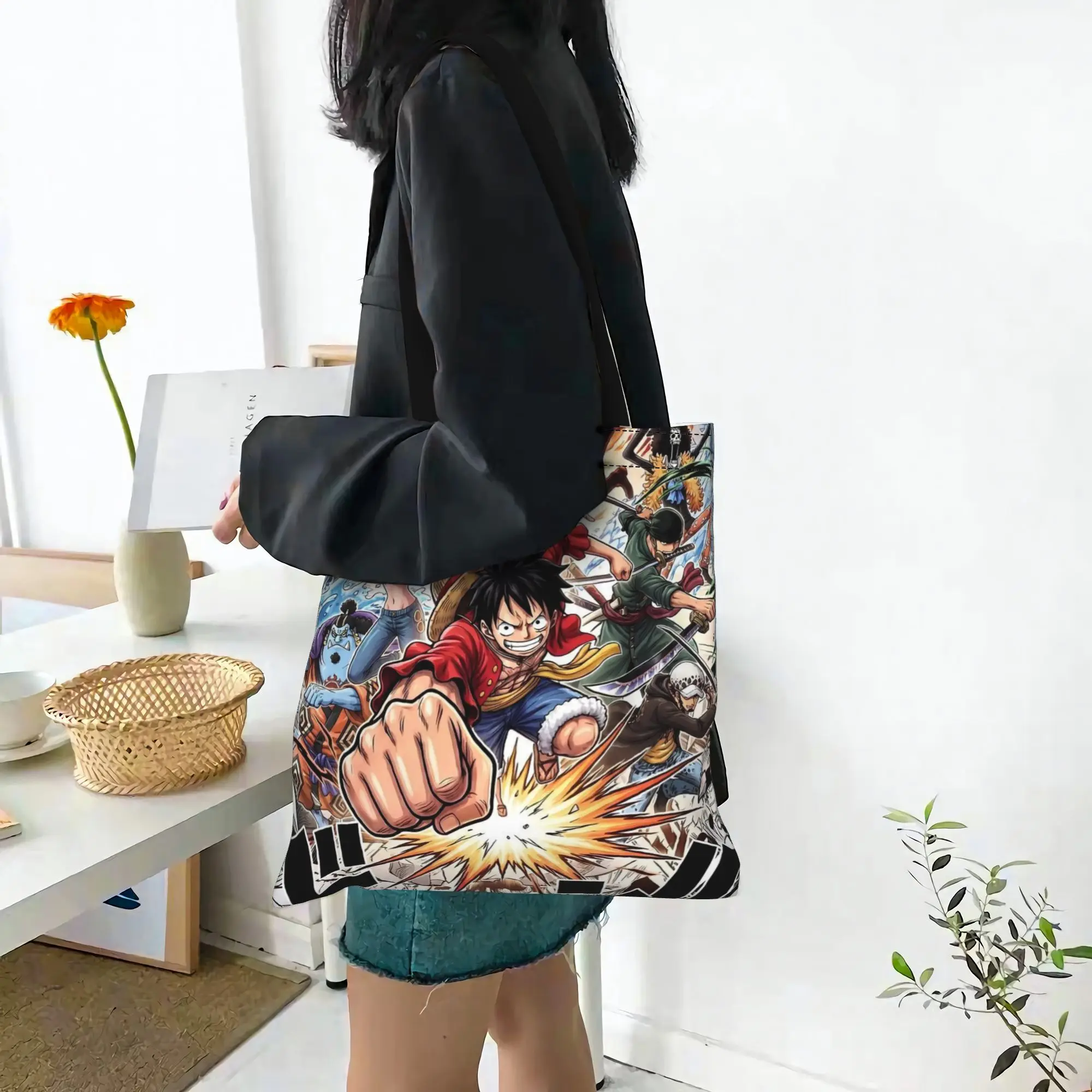 Back to school season Luffy (3) One Piece Canvas Tote Bag Perfect for Shopping Women's Top-Handle Bags - view 5