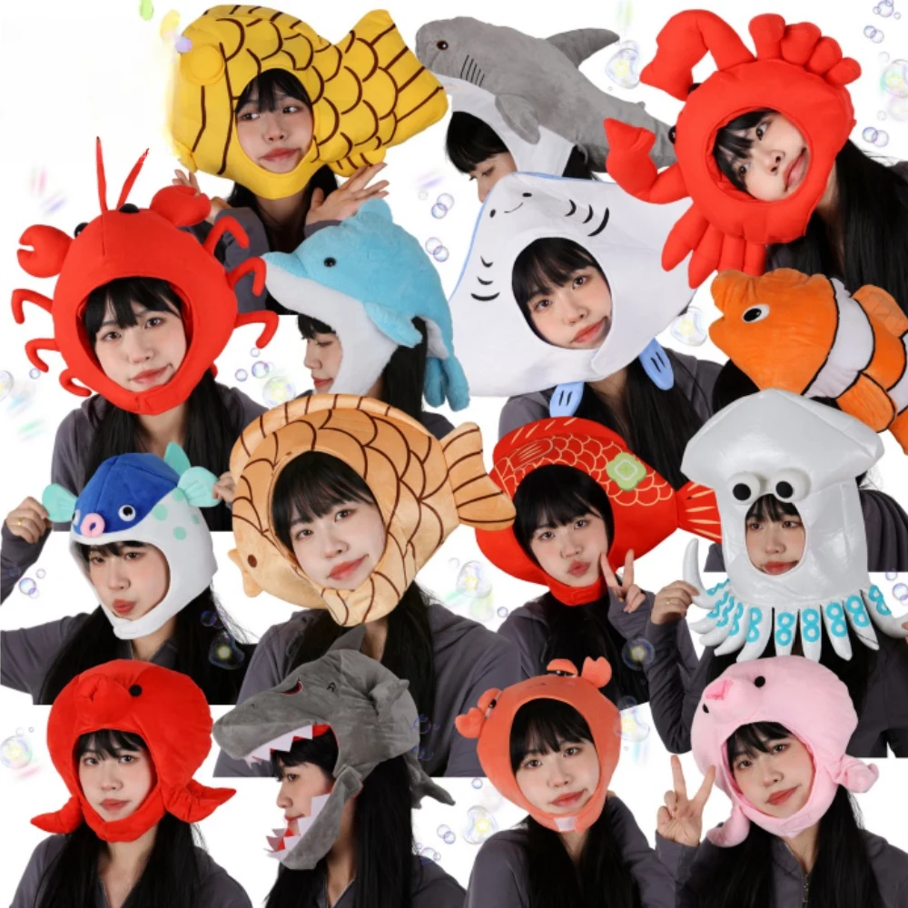 Cute And Funny Crab Octopus Snapper Fish Headgear Aquarium Sports Performance Children's Cartoon Hat