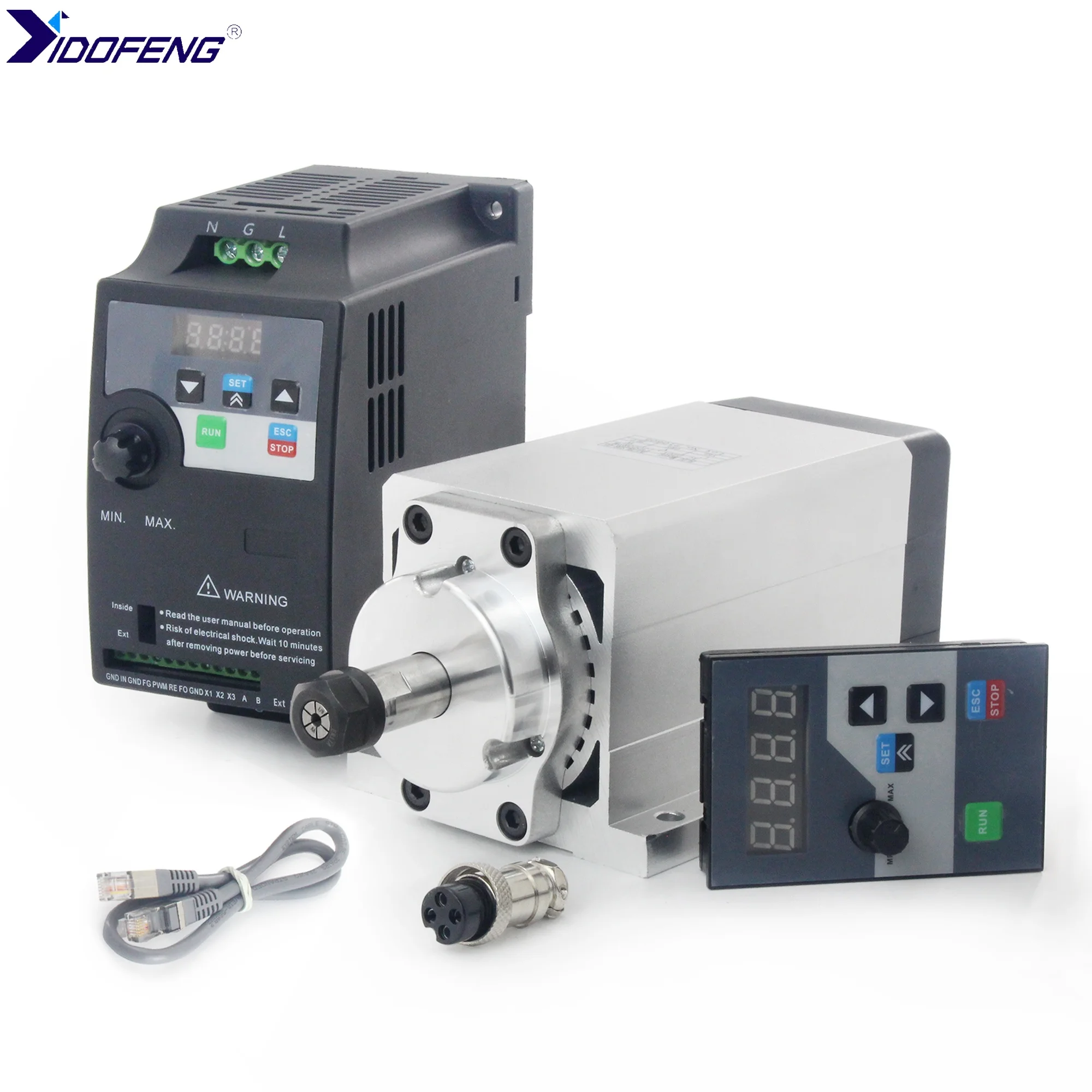 600W Brushless Spindle Motor Kit 110V/220V JK57BLS08-05 Square Spindle ER11 With NBD600M2 BLDC Driver For CNC Router Machine