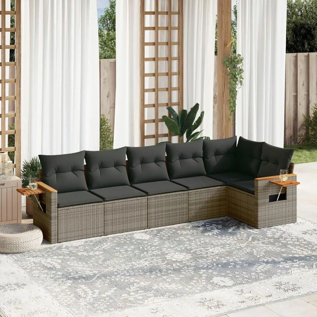 

Comfortable Garden Sofa Set Grey Outdoor Furniture Stylish Seating for Patio Balcony and Backyard 5 Piece Lounge Set