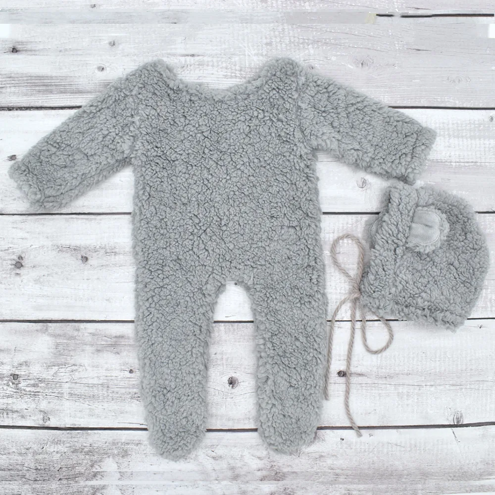 Pasgeboren Fotografie Rekwisieten Baby Beer Muts Kleding Pluche Beer Jumpsuit Baby Hoed 1 Set Voor Volle Maan Baby Foto Rekwisieten