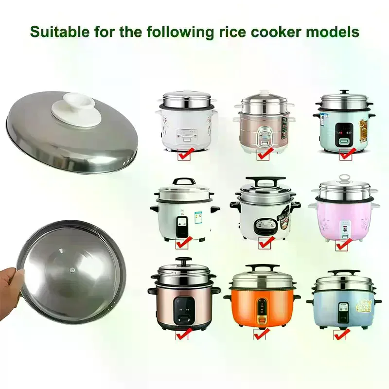 1 PCS Universal Rice Cooker Cover 1.5L/2L/3L/4L/5L Replacement Stainless Steel LID Rice Cooker Lids