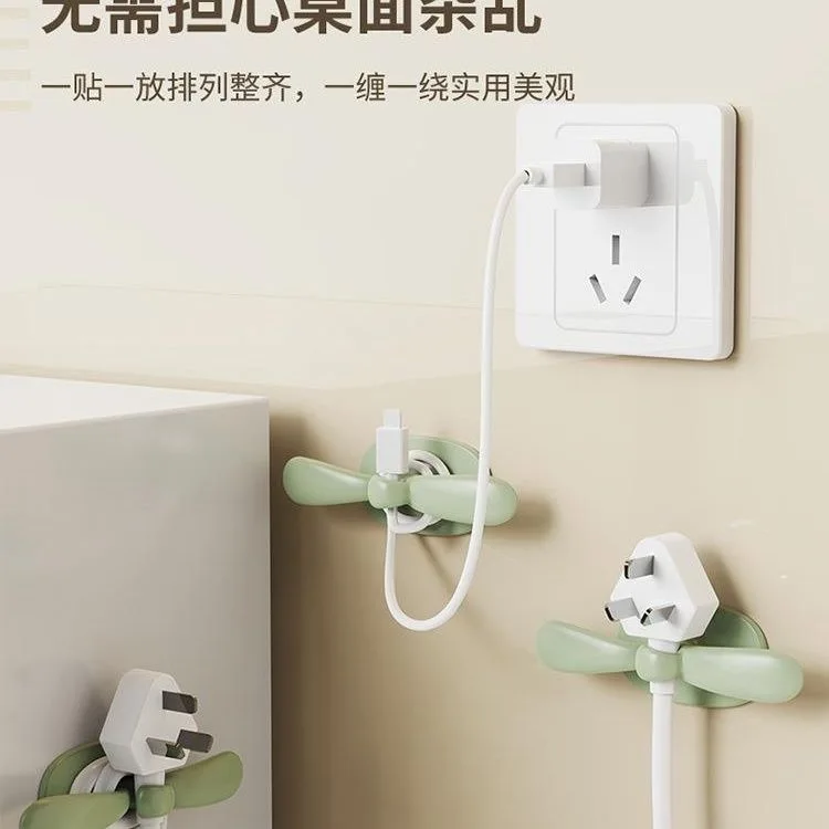 6PCS Desktop, wall, and bedside storage, multi-functional wall-mounted traceless plug, kitchen cable organizer