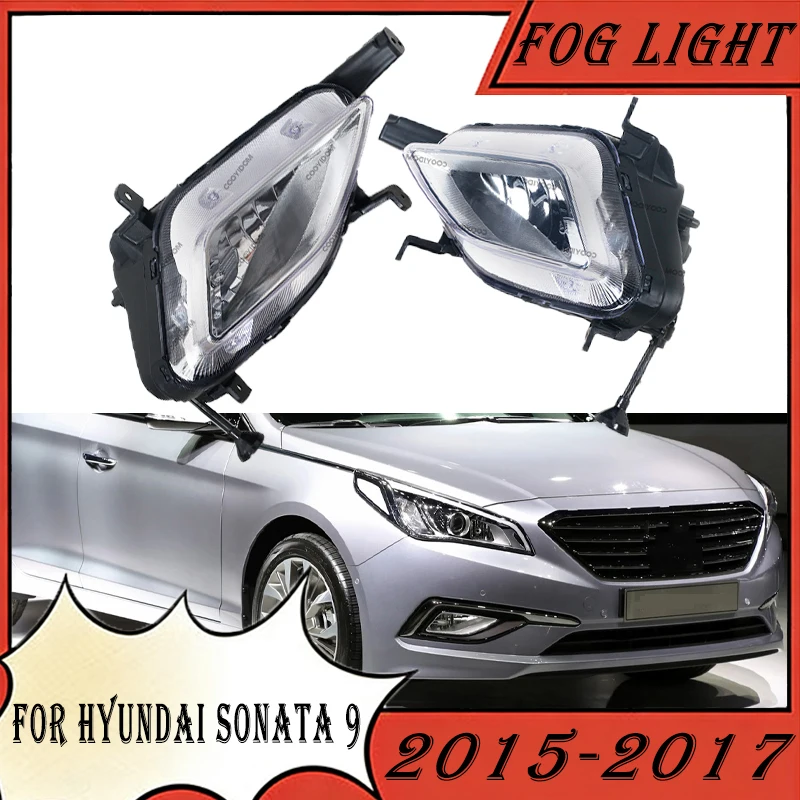 Car Fog Light For Hyundai Sonata 9 2015 2016 2017 Front Bumper Daytime Running Light Flush Mount Driving Fog Lamp Headlamp