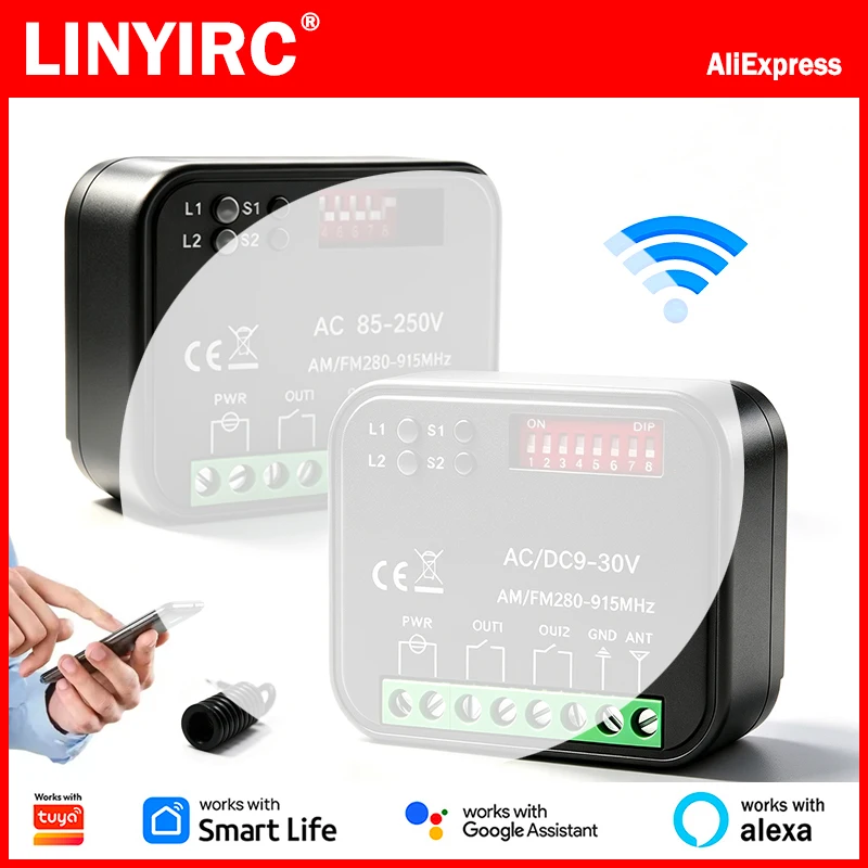 RX-MULTI Wifi 300-868MHz Universal Garage Door Remote Control Receiver 433MHz 868MHz Smart Switch Module Relay Works With Tuya