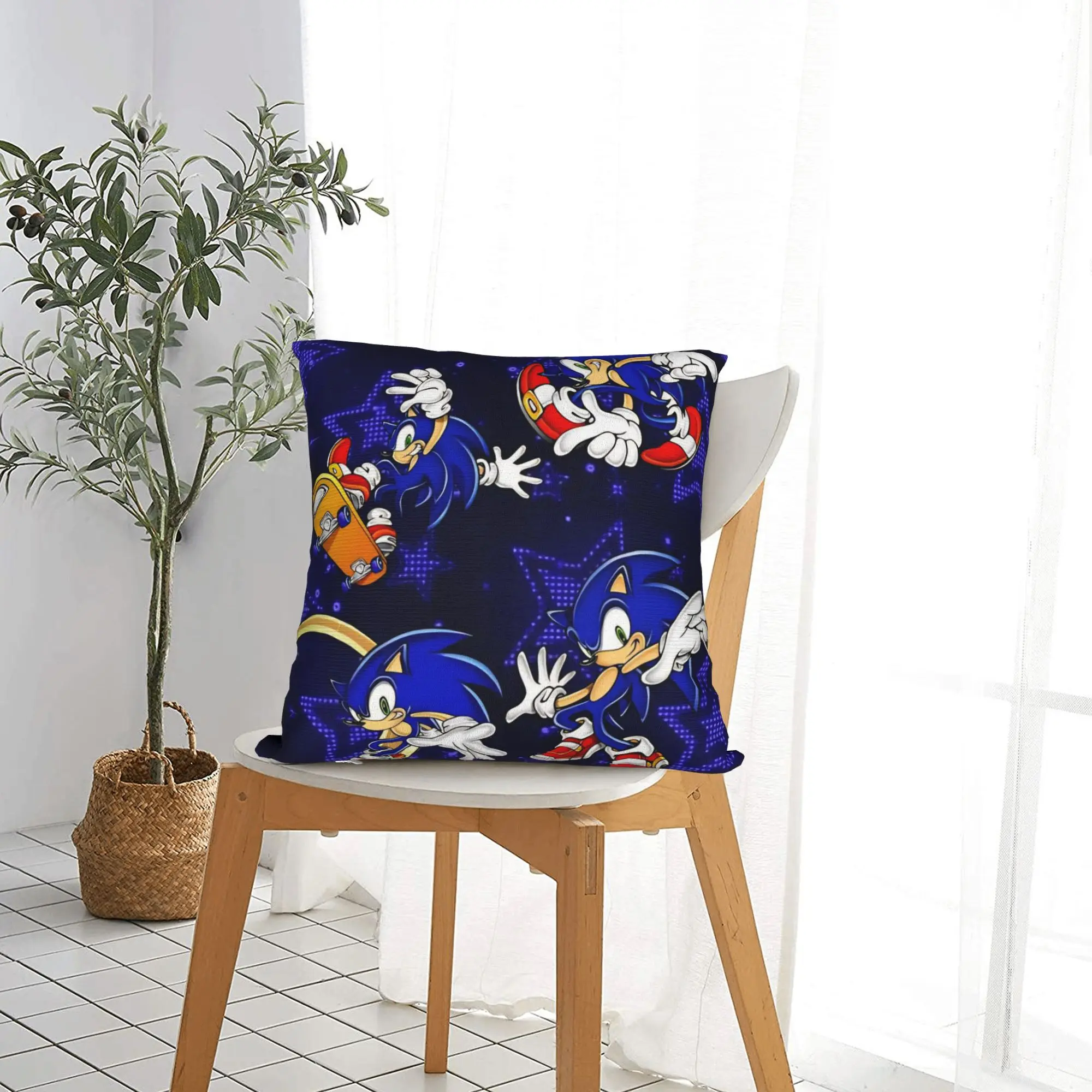 Soniced Cartoon Gaming Pillowcase Polyester Cushion Cover Decorative  Pillow Case Cover Seat Square 18'