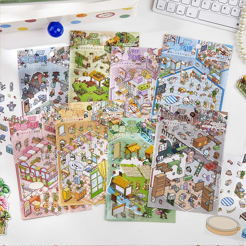 

Hot-selling Landscape Beauty Sticker Dream-making Series Fun DIY Three-dimensional Cut Film Collage Material Decoration