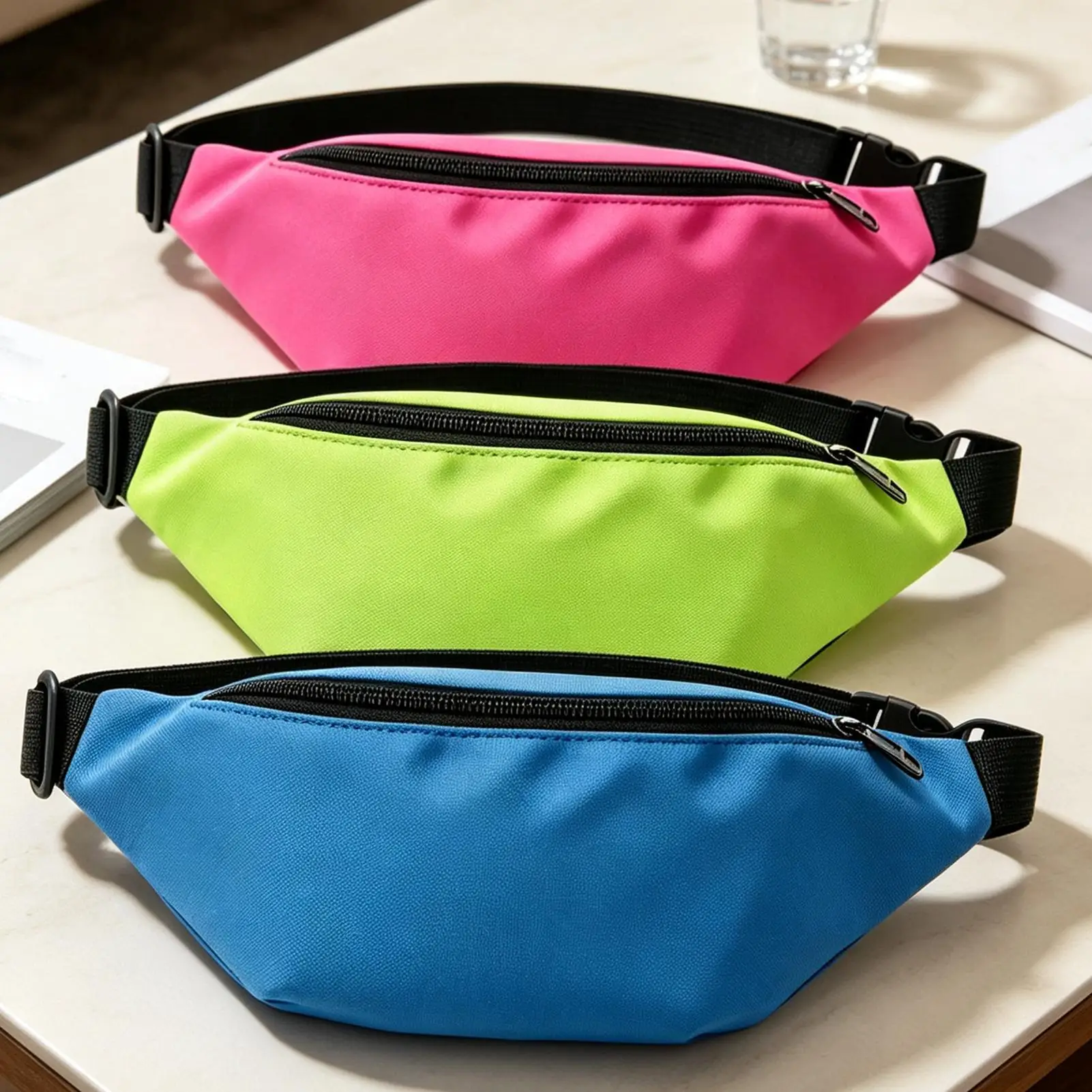 Waterproof Fanny Pack 3 Piece Waterproof Retro Zipper Belt Pouch Neon Color Adjustable Running Fanny Pack For Women Sports