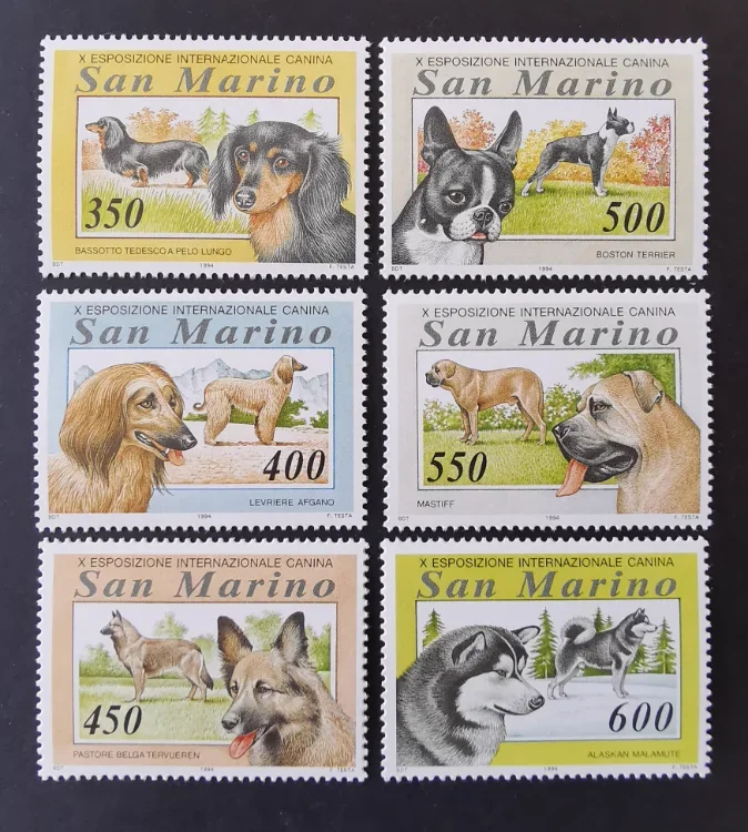 6 PCS, San Marino, 1994, Dog Stamps, Real Original Stamps for Collection, MNH