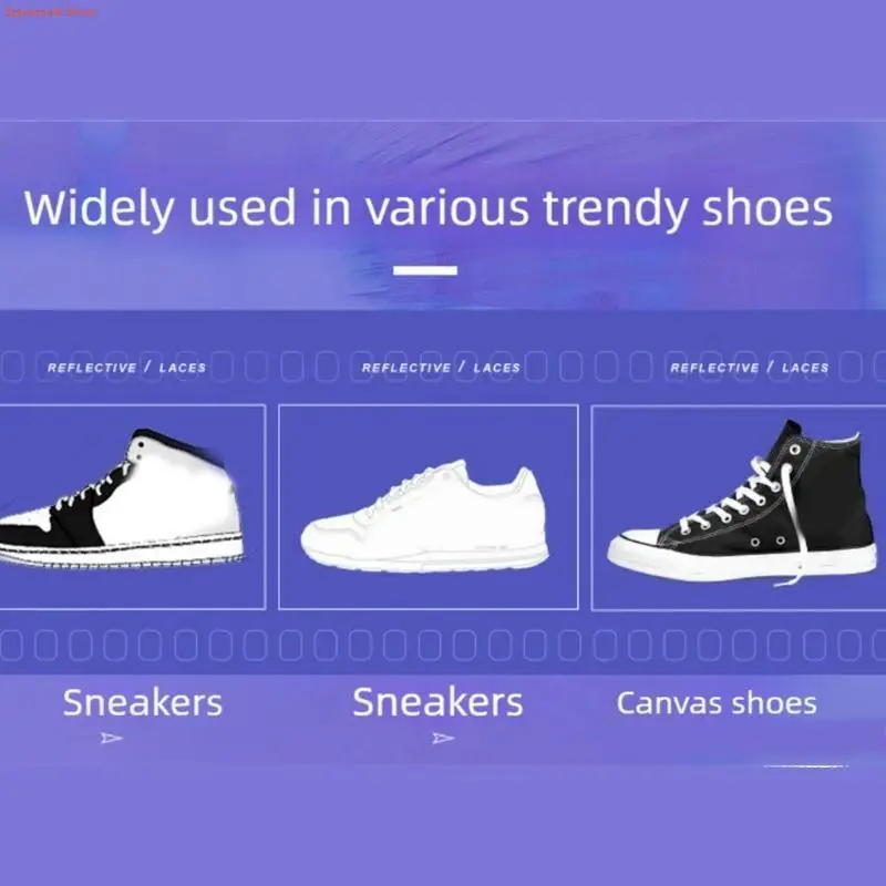 Q5WE Reflective Shoelaces Fashionable Safety Flat Laces Athletic Shoe Strings for Multiple Footwear Styles Accessories