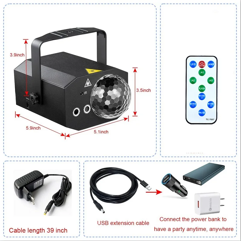 أضواء ستروب للمسرح لتزيين المنزل ، كرة ديسكو دي جي ، جهاز عرض ليزر ، عيد الميلاد ، النادي ، الزفاف ، الحفلات #6