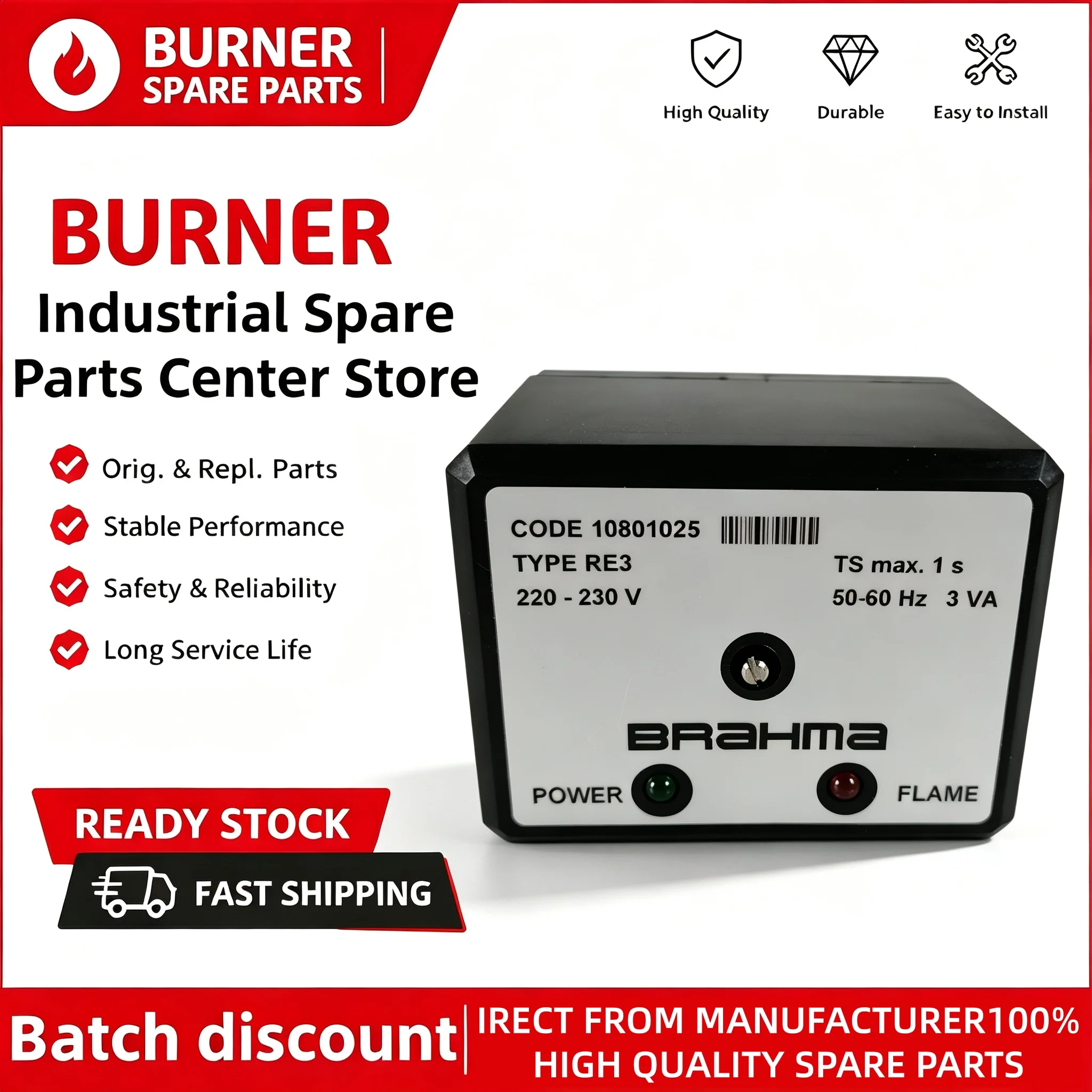Industrial Combustion Program Control Unit RE3 10801025 Flame Detector Compatible OEM Heating Boiler Maintenance Components