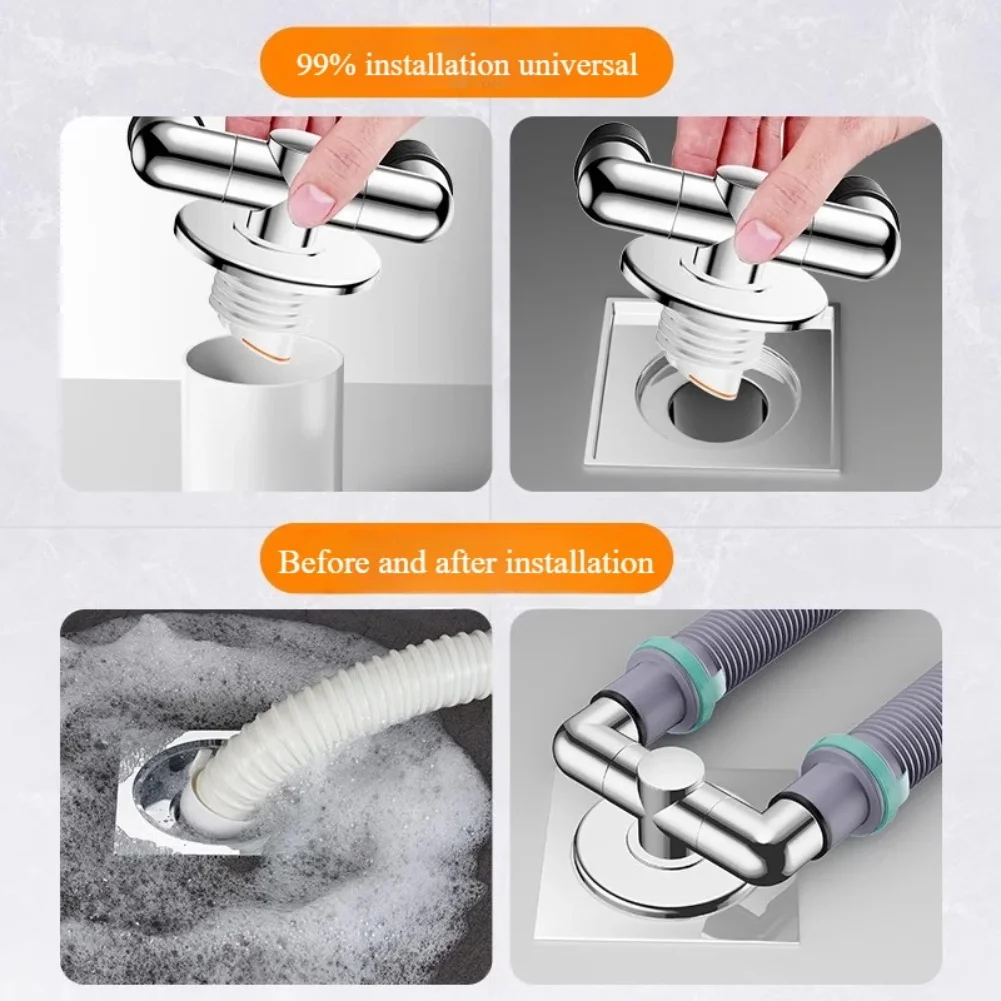 Three Way ABS Drain Tee for Washing Machine Basin Dryer with Scent For proof Core and 90 Degree Wide Opening Fast Drain