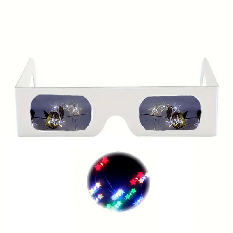 50PCS 3D Diffractive Optical Stars Special Effect Fireworks Glasses Dance Light Show DIY Glasses Watch The Lights Change Star