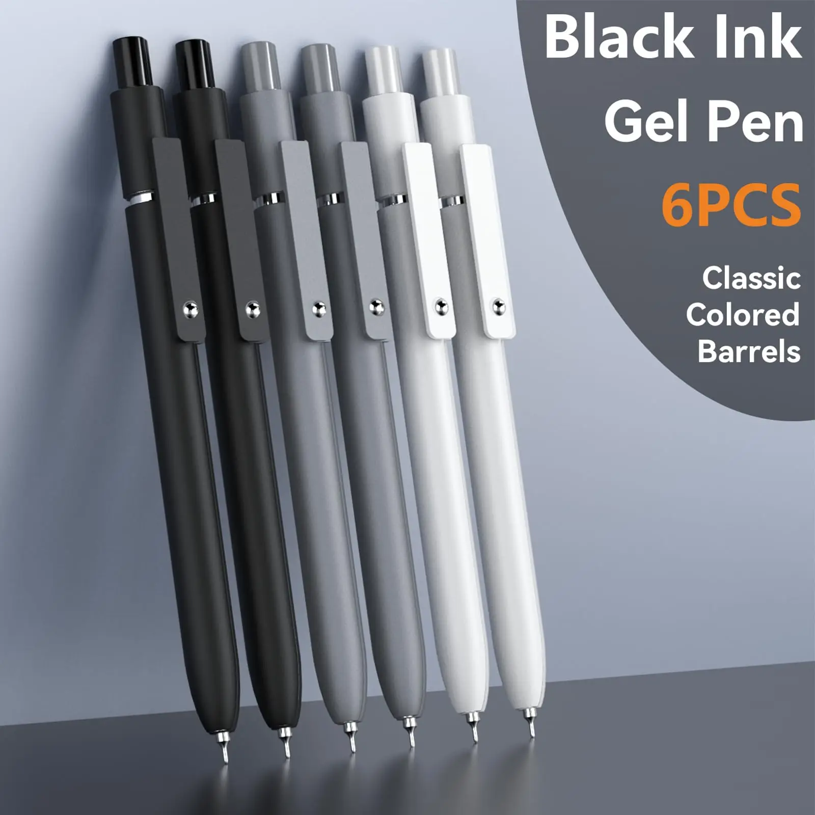 Pens, 6 Pcs 0.5mm Fine Point Black Ink Pen With Smooth Writing, Office Desk Accessories, Writing Supplies Gifts for Men Women, Q