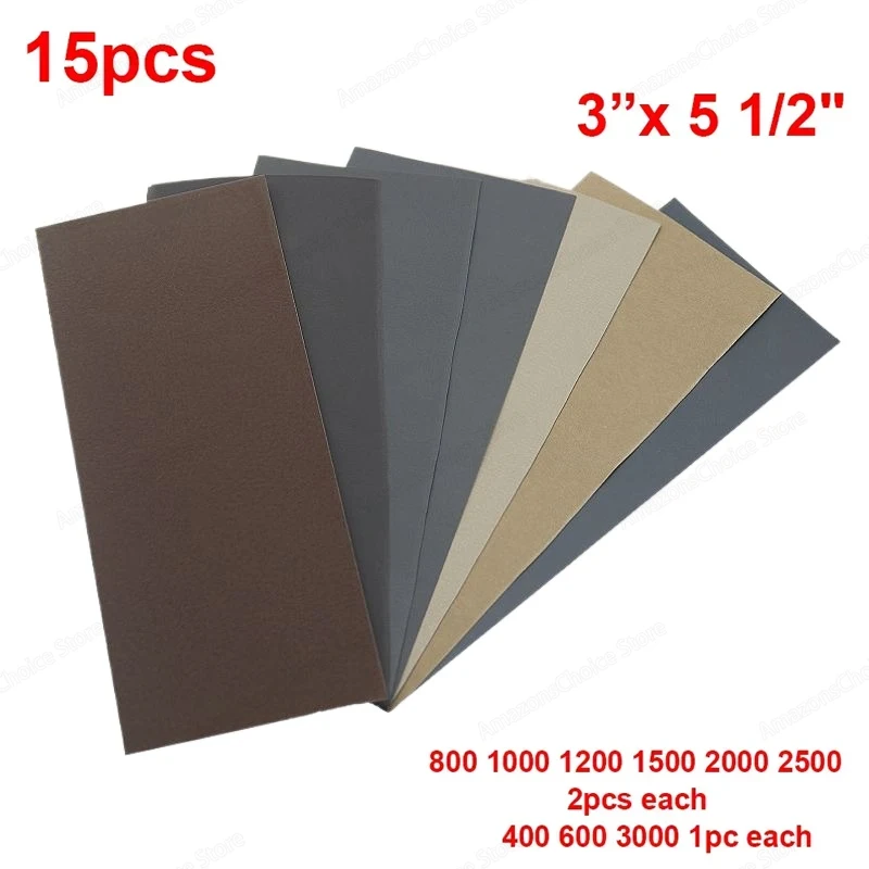 

15 шт. наждачная бумага, шлифовальная бумага, абразивные инструменты 400 600 3000 800 1000 1200 1500 2000 2500, зернистость, наждачная бумага, вода/сухая