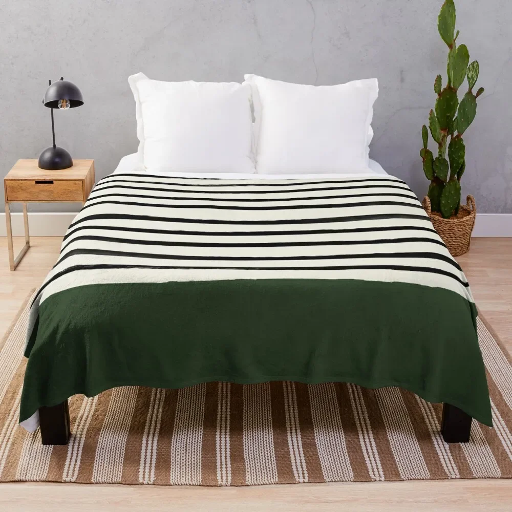 

Forest Green x Stripes Throw Blanket Plaid For Baby Blankets