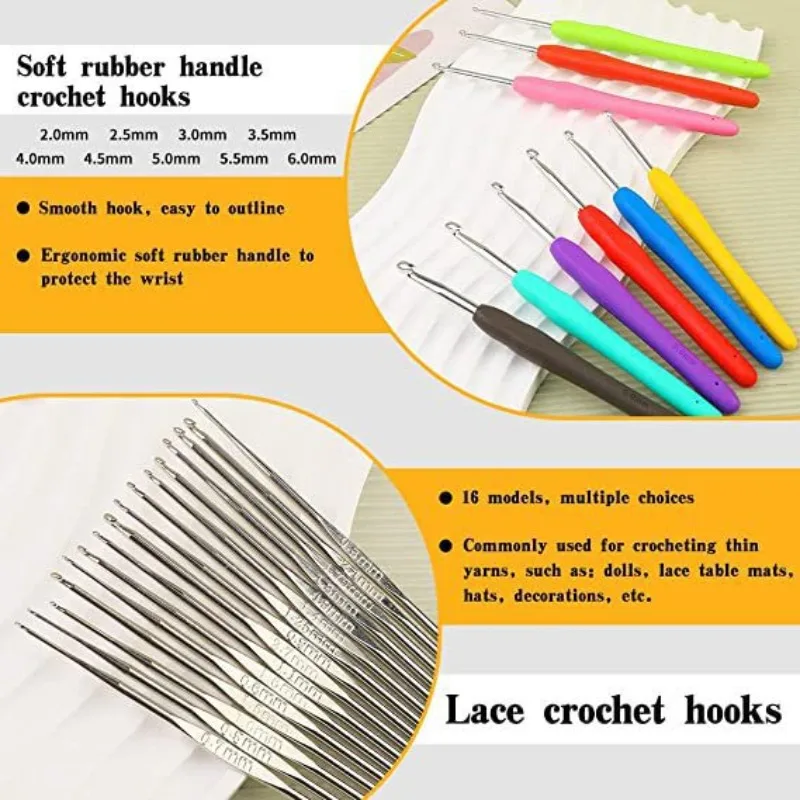 105 Piece Crochet Set, Complete with DIY Hand Woven Needle and Thread Tools, Including Yarn Storage Bag TPR Crochet Set