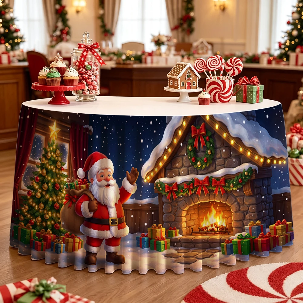 Christmas tablecloth, suitable for Christmas parties, featuring Santa Claus pattern and durable fabric