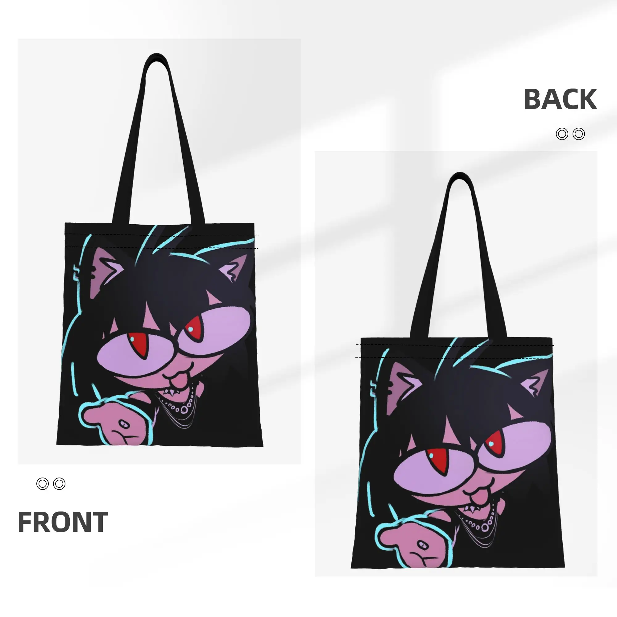 1PC Large Capacity Funny Designs Ibuprofen Cat Meme Canvas Tote Bag Foldable Chic Pattern No Closed Design