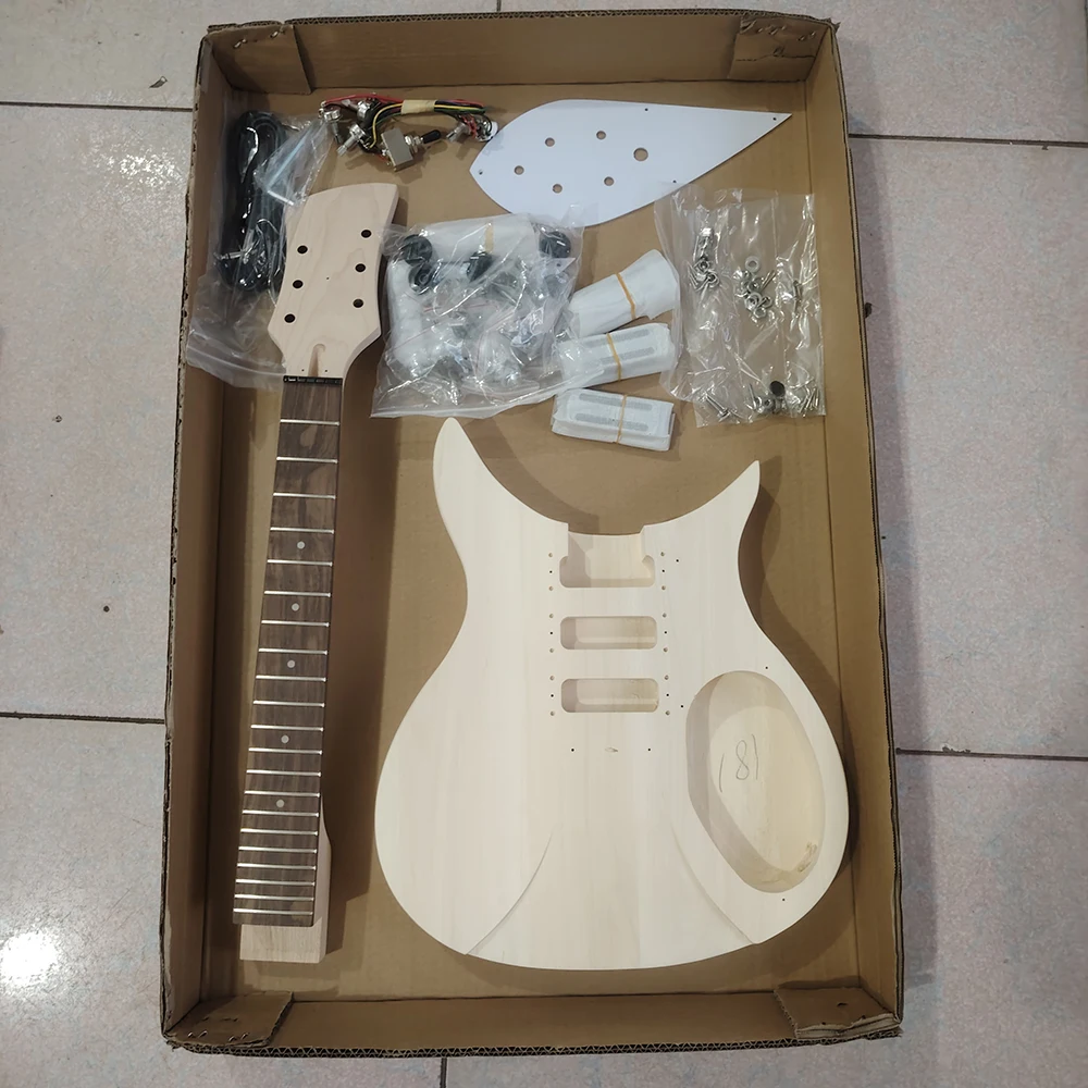 325 Kit chitarra elettrica fai da te RICKEN, legno trasparente, accessori completi, consegna veloce