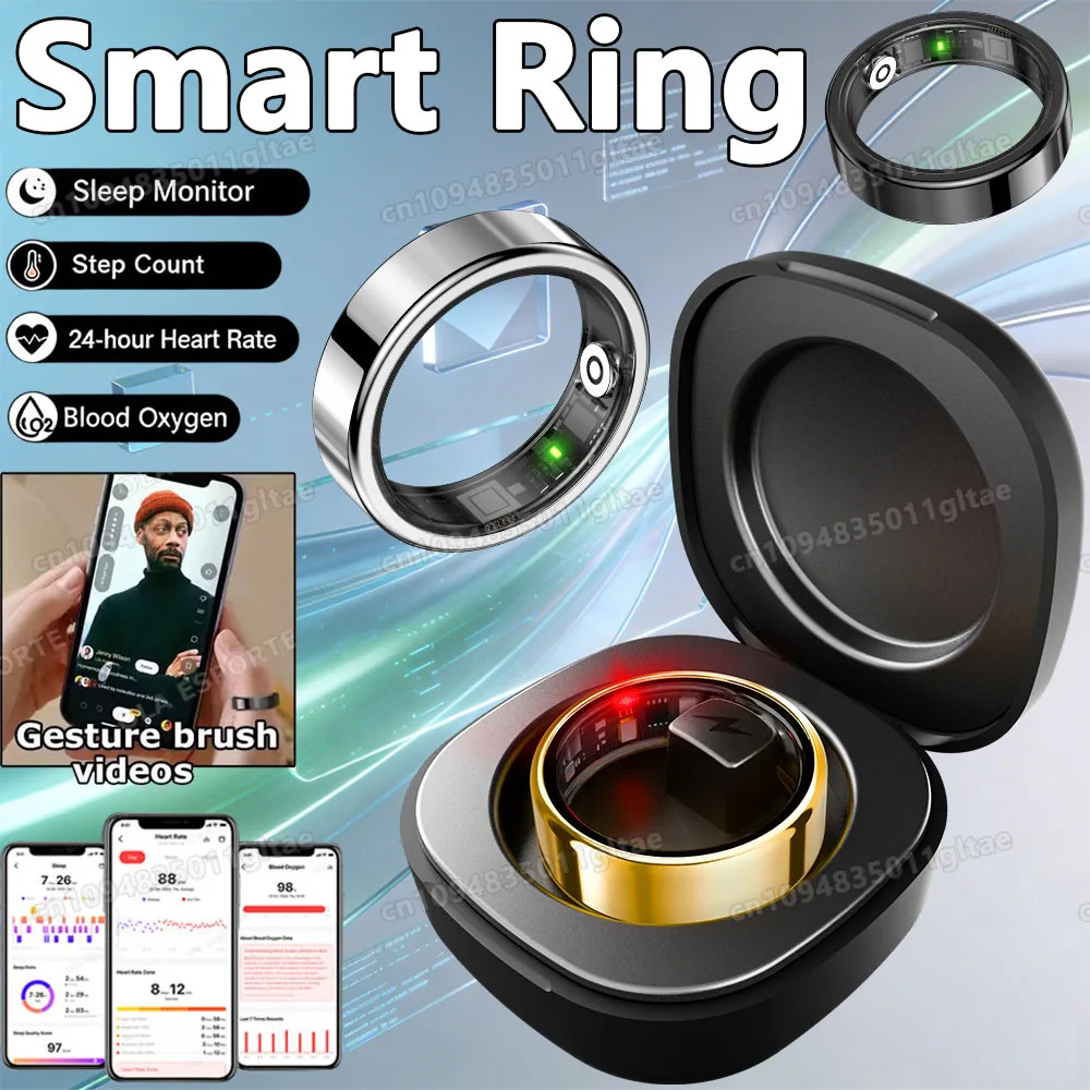 

2026 New Smart Ring Men Women, Heart Rate Blood Oxygen and Sleep Monitor Smartring IP68 & 5ATM Waterproof, Multi-sport Mode Ring