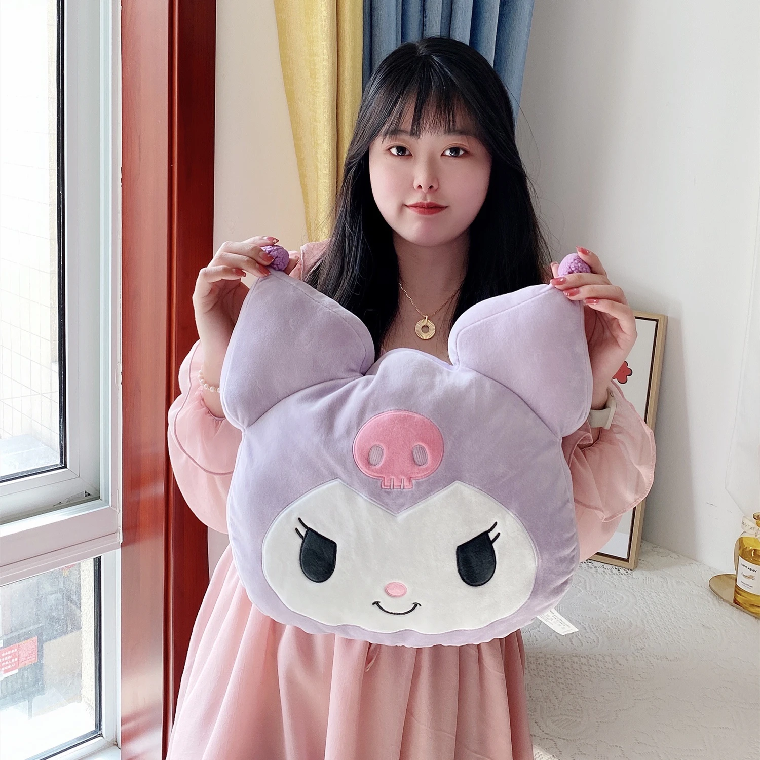 Comfortable Kuromi Plush Toy Lovely Back Cushion For Chair Japanese Style Plushies Sofa Decorative Pillow Xmas Gifts Girl