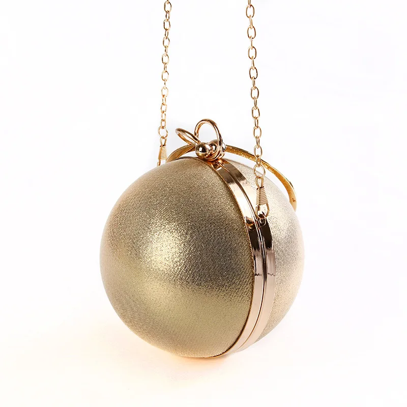 Famous Brand Design Fashion Pearl Ball Shape Evening Bags Cute Gold Silver Party Round Globe Handbags Shoulder Bag Women Purse