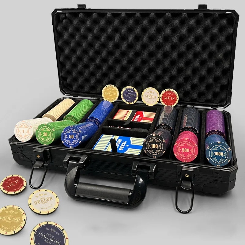 for EPT WPT Numbered Monte Carlo Casino Royale Game Chips 300 500 Ceramic Poker Chips Set with Case Dice Poker Accessory